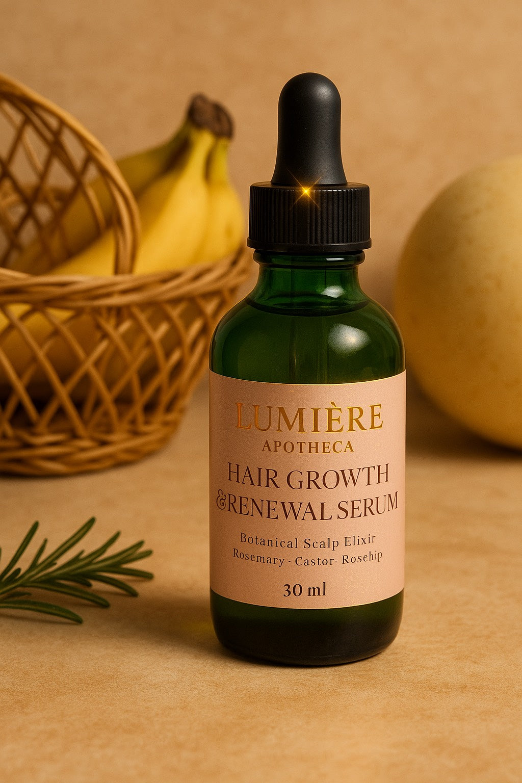 Lumiere APOTHECA Hair Growth & Renewal Serum-Organic Rosemary, Castor, Olive, and Rosehip Botanical Elixir for THicker, Fuller Hair