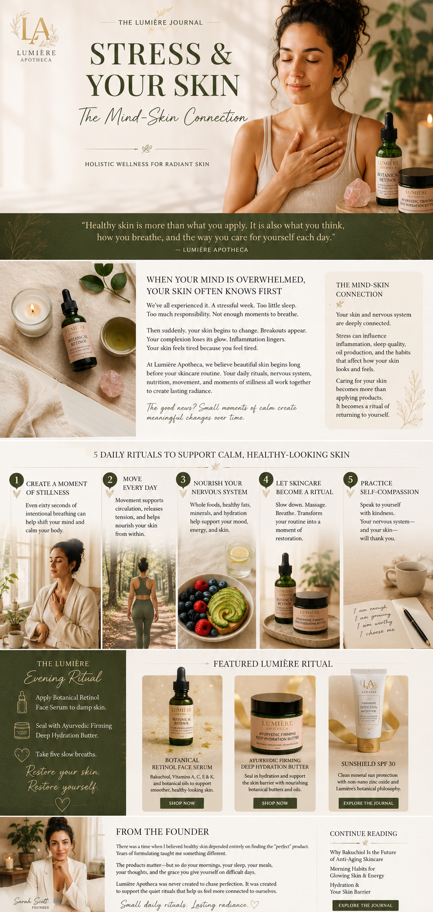 Stress & Your Skin: The Mind-Skin Connection - Lumière Apotheca editorial wellness guide