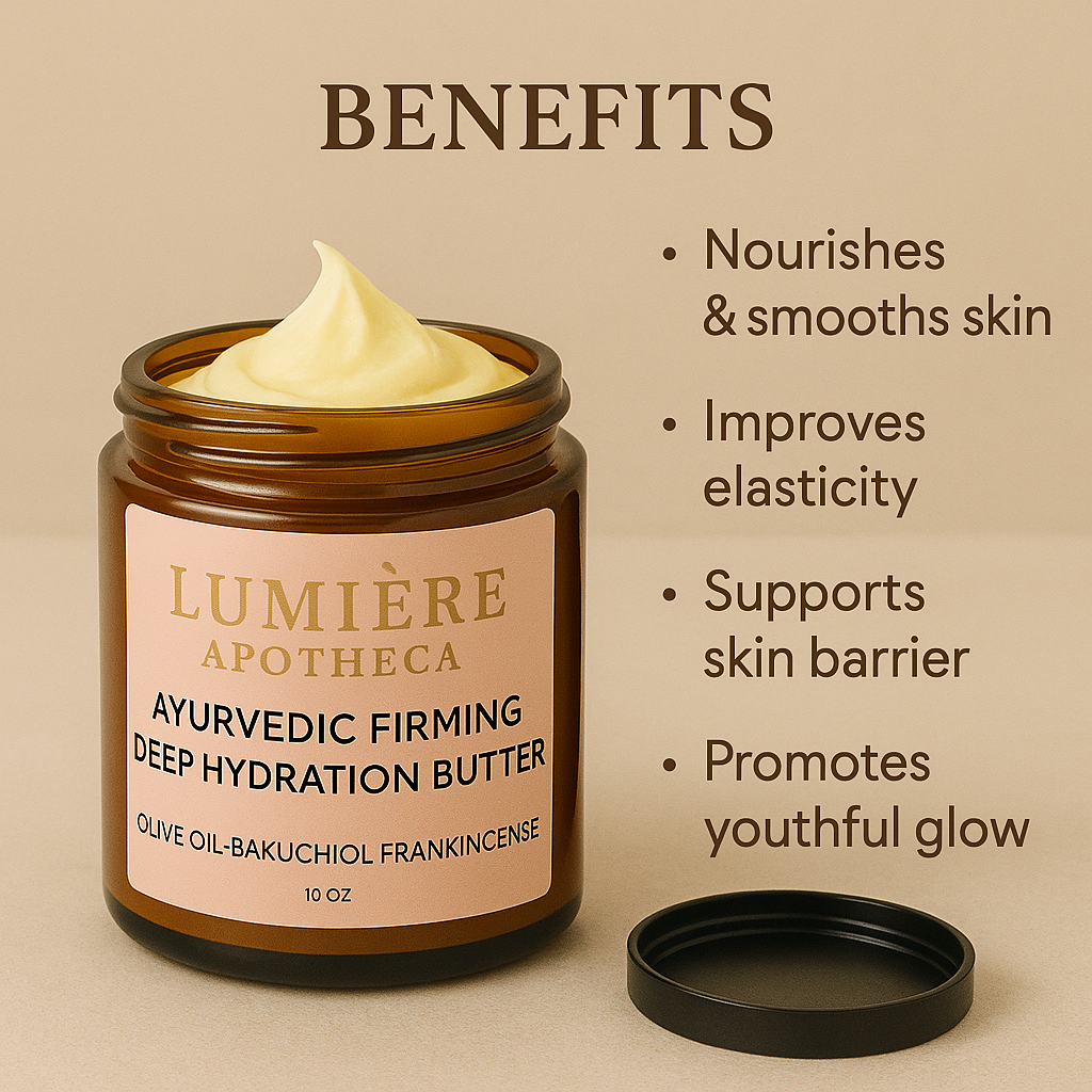 LIMITED TIME 10 OZ Lumière Apotheca Ayurvedic Firming Deep Hydration Body Butter – Organic Bakuchiol & Frankincense Skincare for Anti-Aging & Radiant Skin
