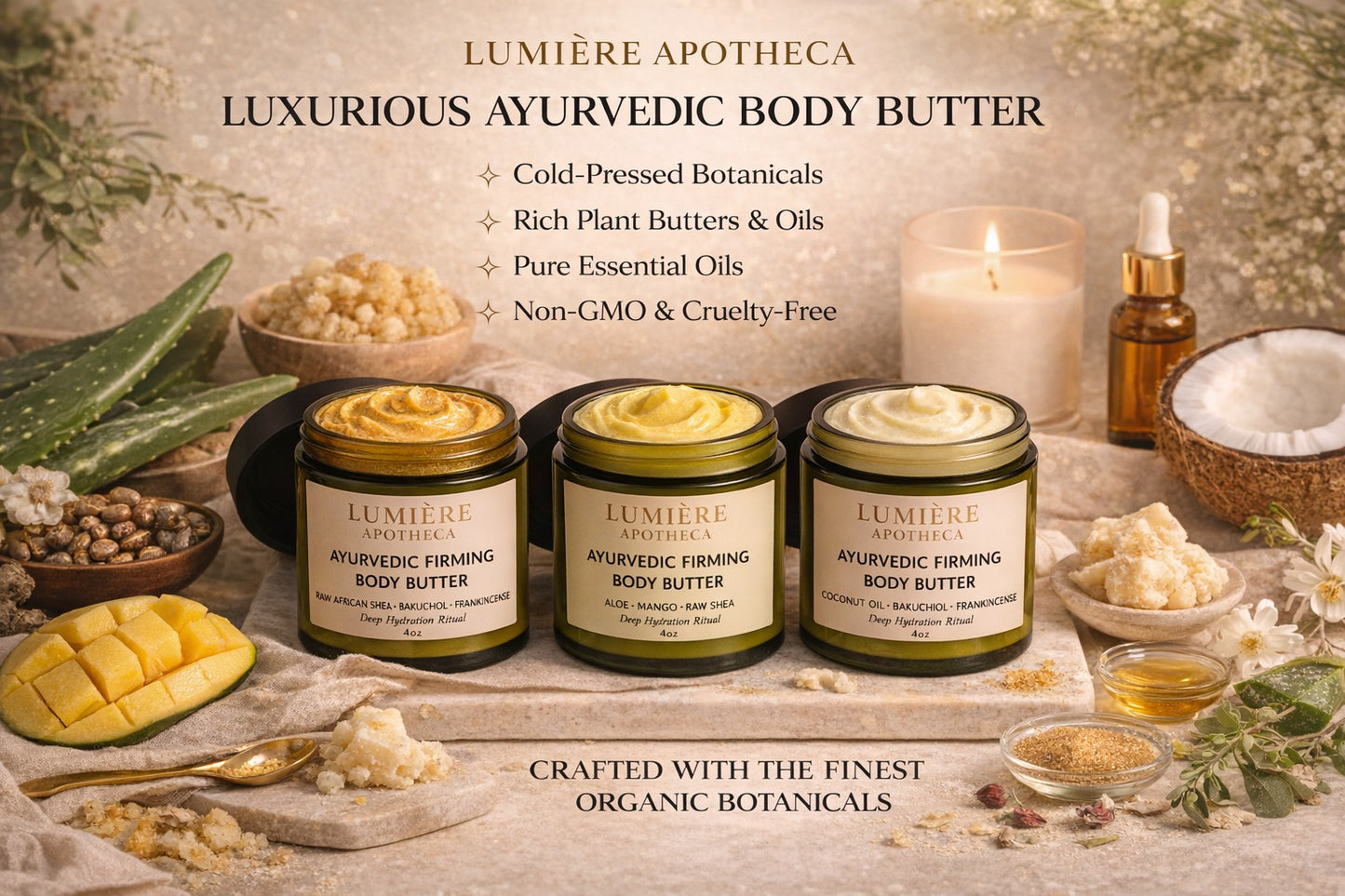 Lumiere APOTHECA All-Day Ayurvedic Body Butter Ritual-Trio